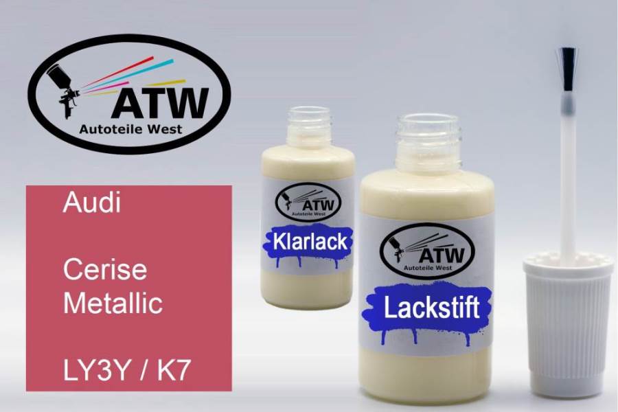 Audi, Cerise Metallic, LY3Y / K7: 20ml Lackstift + 20ml Klarlack - Set, von ATW Autoteile West.